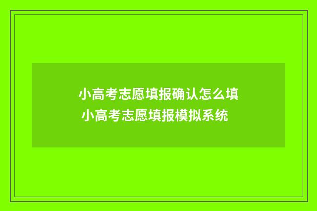 小高考志愿填报确认怎么填 小高考志愿填报模拟系统