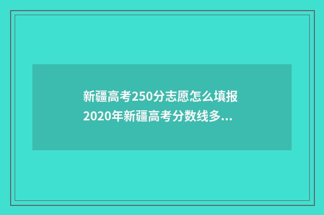 新疆高考250分志愿怎么填报 2020年新疆高考分数线多少