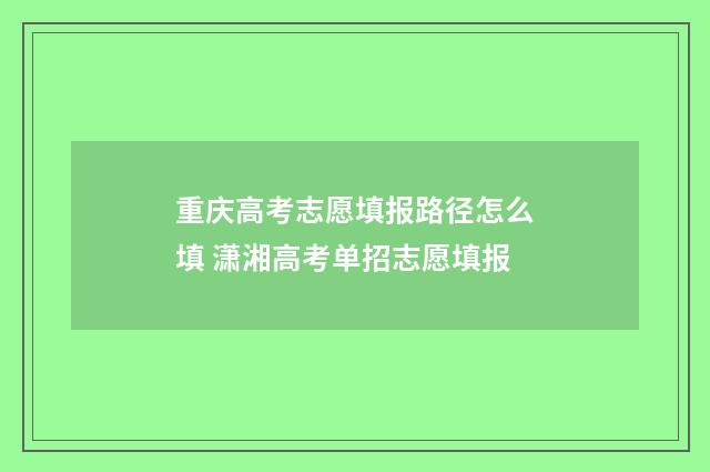 重庆高考志愿填报路径怎么填 潇湘高考单招志愿填报