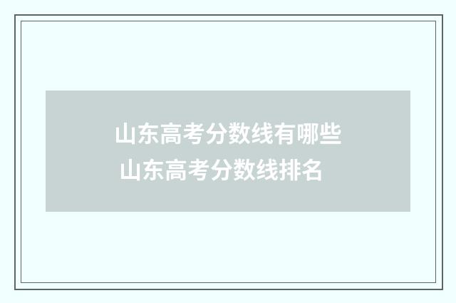 山东高考分数线有哪些 山东高考分数线排名