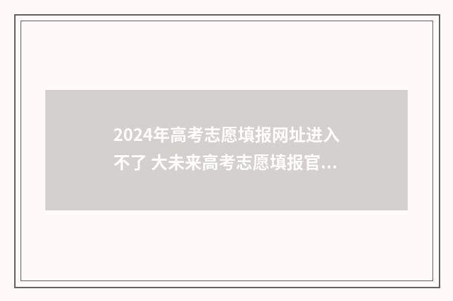 2024年高考志愿填报网址进入不了 大未来高考志愿填报官网
