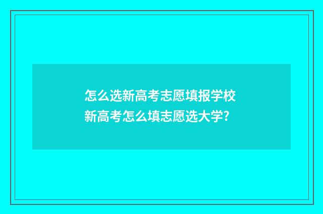 怎么选新高考志愿填报学校 新高考怎么填志愿选大学?