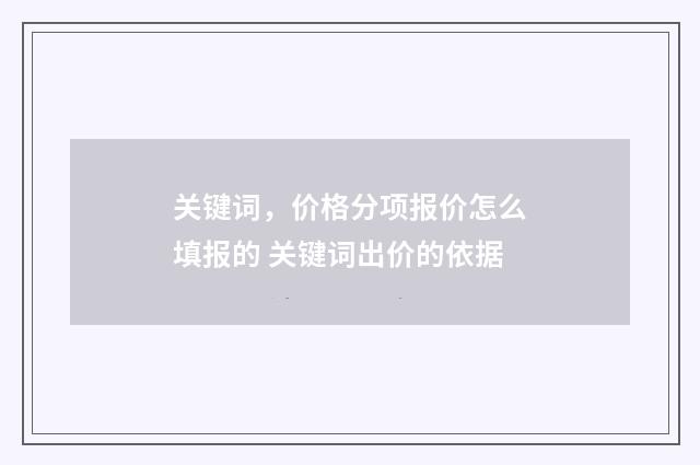 关键词，价格分项报价怎么填报的 关键词出价的依据