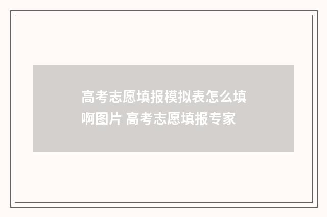 高考志愿填报模拟表怎么填啊图片 高考志愿填报专家
