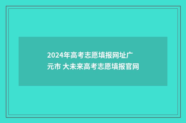 2024年高考志愿填报网址广元市 大未来高考志愿填报官网