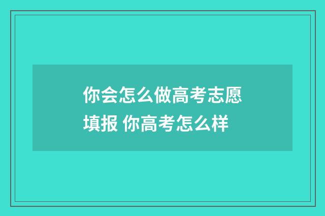 你会怎么做高考志愿填报 你高考怎么样
