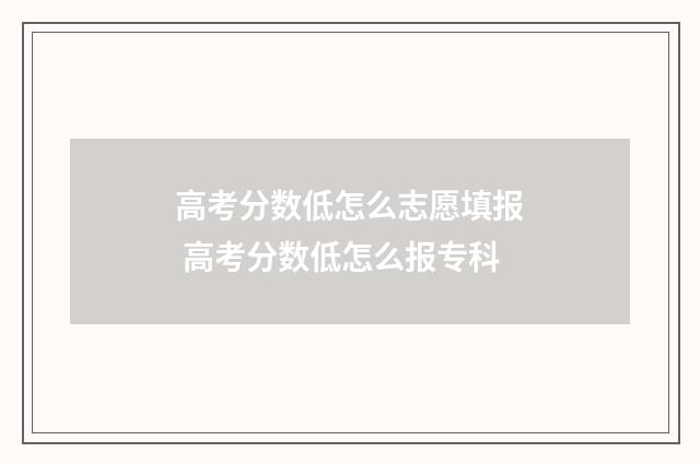 高考分数低怎么志愿填报 高考分数低怎么报专科