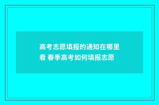 高考志愿填报的通知在哪里看 春季高考如何填报志愿