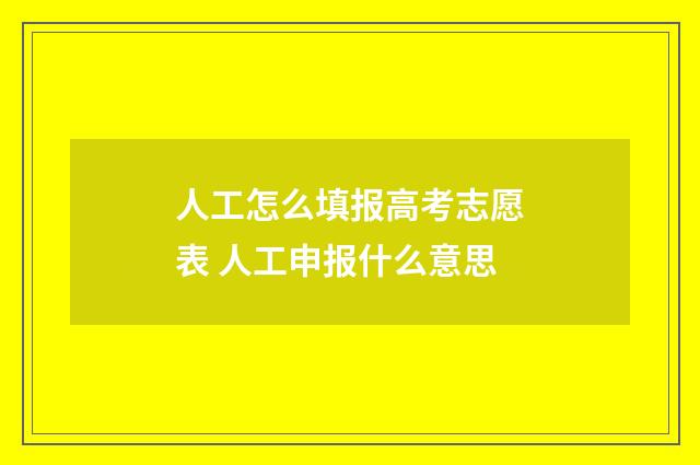 人工怎么填报高考志愿表 人工申报什么意思