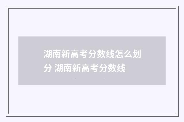 湖南新高考分数线怎么划分 湖南新高考分数线