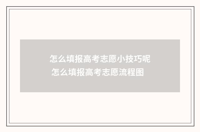 怎么填报高考志愿小技巧呢 怎么填报高考志愿流程图