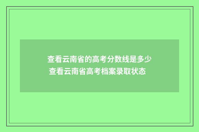 查看云南省的高考分数线是多少 查看云南省高考档案录取状态