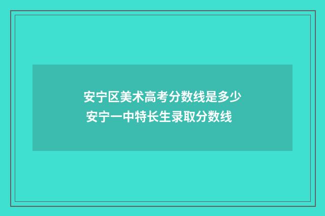 安宁区美术高考分数线是多少 安宁一中特长生录取分数线