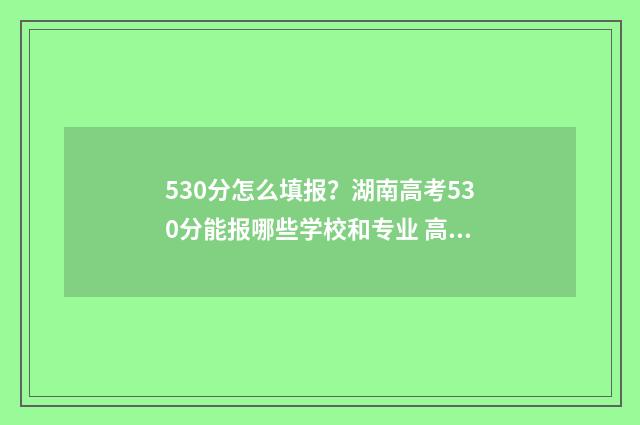 530分怎么填报？湖南高考530分能报哪些学校和专业 高考分数530分,如何报考?