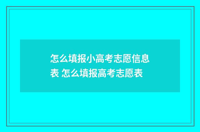 怎么填报小高考志愿信息表 怎么填报高考志愿表