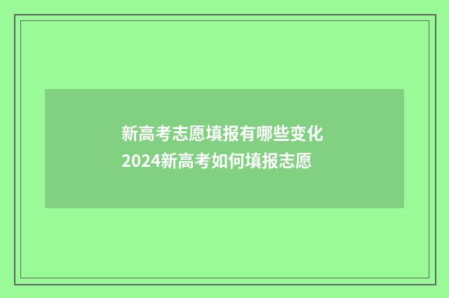 新高考志愿填报有哪些变化 2024新高考如何填报志愿