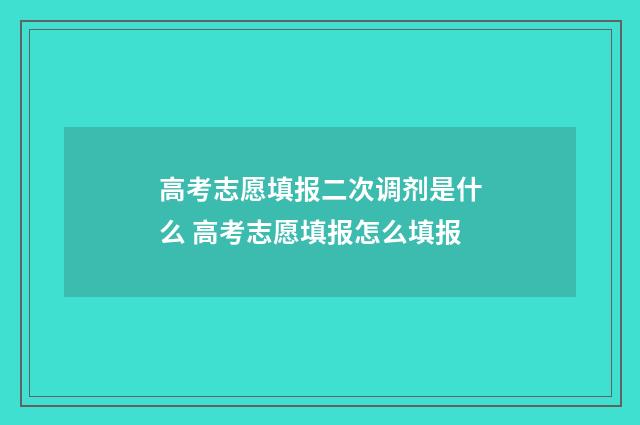 高考志愿填报二次调剂是什么 高考志愿填报怎么填报