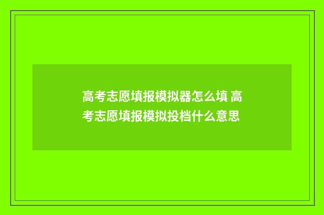 高考志愿填报模拟器怎么填 高考志愿填报模拟投档什么意思