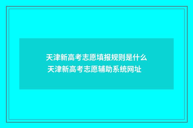 天津新高考志愿填报规则是什么 天津新高考志愿辅助系统网址