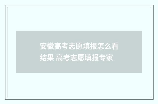 安徽高考志愿填报怎么看结果 高考志愿填报专家