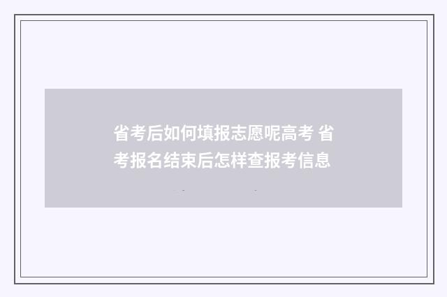 省考后如何填报志愿呢高考 省考报名结束后怎样查报考信息