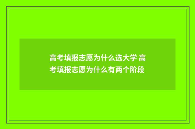 高考填报志愿为什么选大学 高考填报志愿为什么有两个阶段
