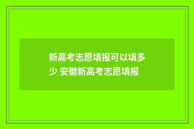 新高考志愿填报可以填多少 安徽新高考志愿填报