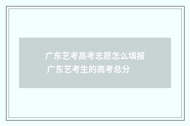广东艺考高考志愿怎么填报 广东艺考生的高考总分