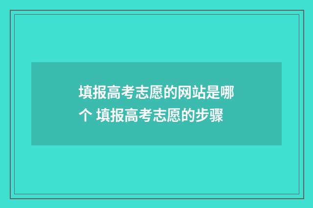 填报高考志愿的网站是哪个 填报高考志愿的步骤