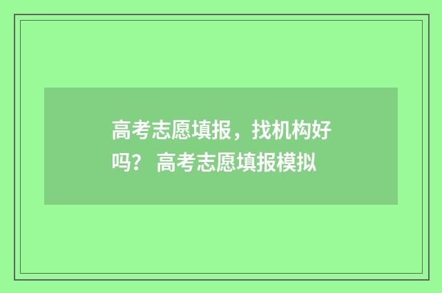 高考志愿填报,找机构好吗? 高考志愿填报模拟