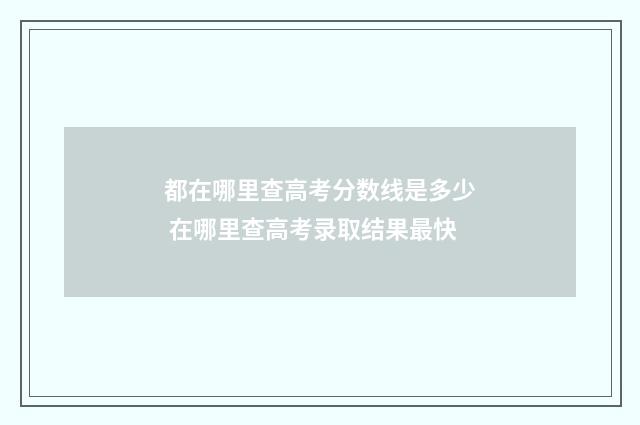 都在哪里查高考分数线是多少 在哪里查高考录取结果最快