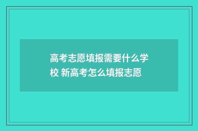 高考志愿填报需要什么学校 新高考怎么填报志愿