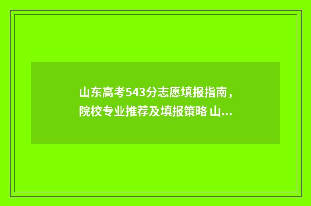 山东高考543分志愿填报指南，院校专业推荐及填报策略 山东高考535分