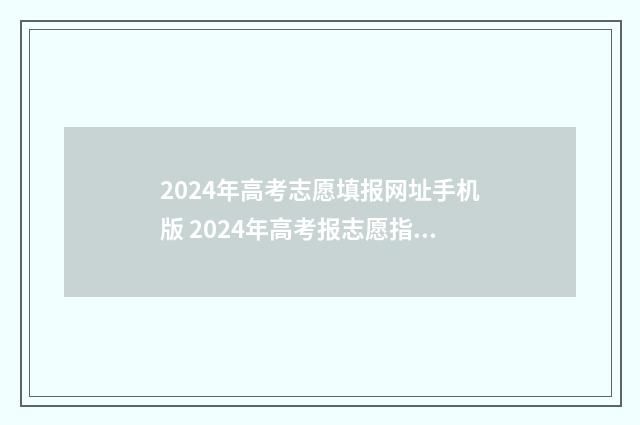 2024年高考志愿填报网址手机版 2024年高考报志愿指南