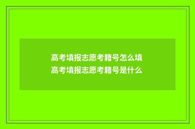 高考填报志愿考籍号怎么填 高考填报志愿考籍号是什么