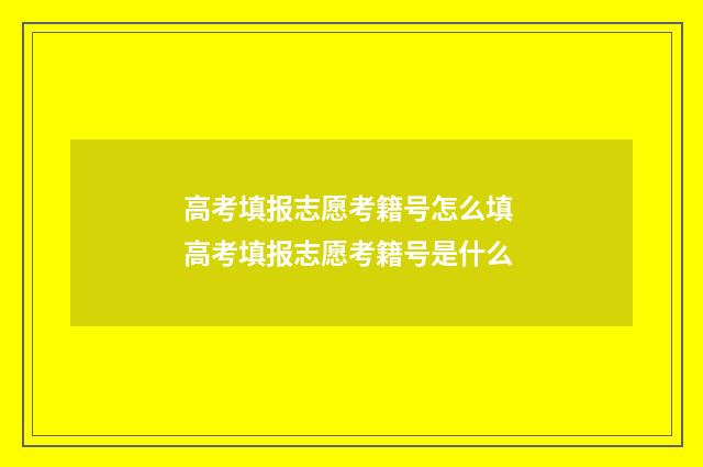 高考填报志愿考籍号怎么填 高考填报志愿考籍号是什么