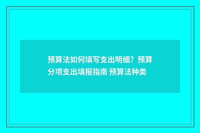 预算法如何填写支出明细？预算分项支出填报指南 预算法种类