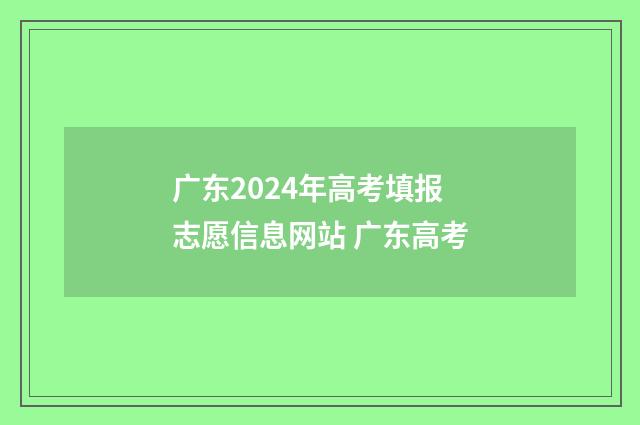 广东2024年高考填报志愿信息网站 广东高考