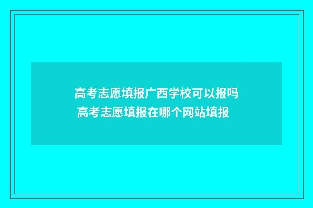 高考志愿填报广西学校可以报吗 高考志愿填报在哪个网站填报