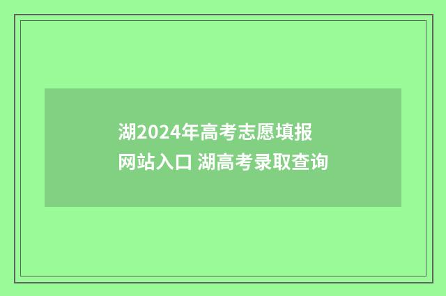 湖2024年高考志愿填报网站入口 湖高考录取查询