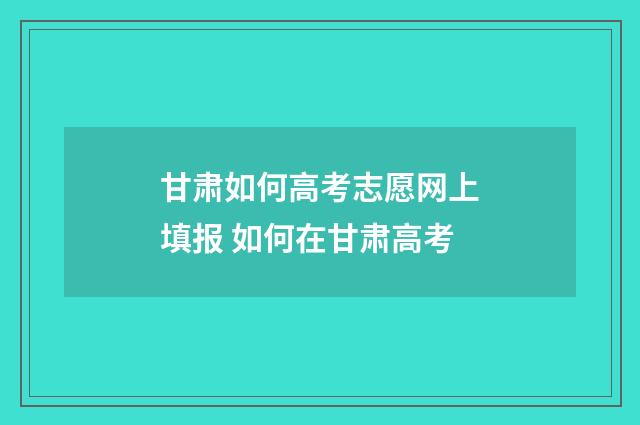 甘肃如何高考志愿网上填报 如何在甘肃高考
