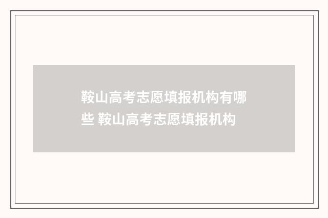 鞍山高考志愿填报机构有哪些 鞍山高考志愿填报机构