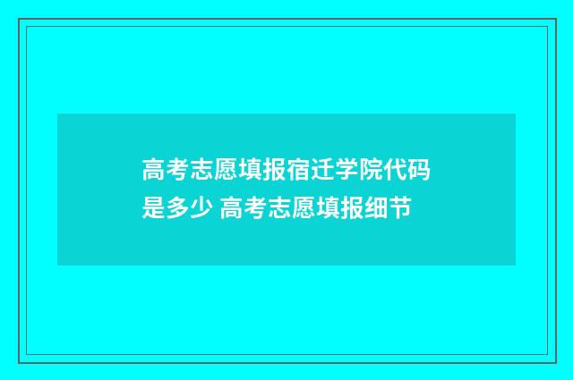 高考志愿填报宿迁学院代码是多少 高考志愿填报细节