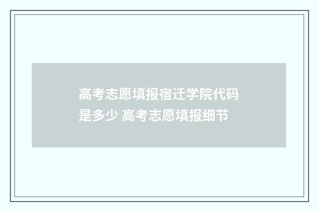 高考志愿填报宿迁学院代码是多少 高考志愿填报细节