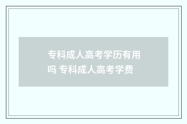 专科成人高考学历有用吗 专科成人高考学费