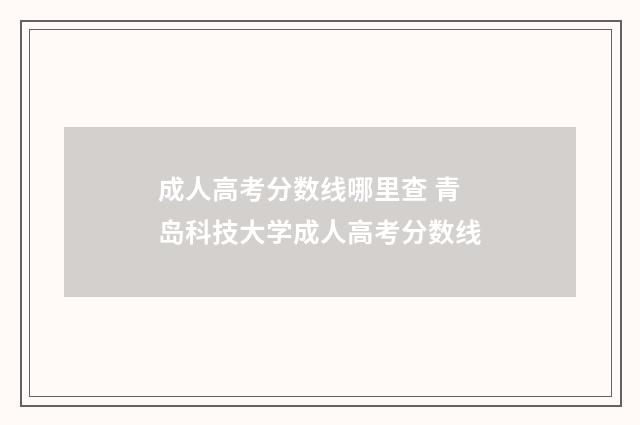成人高考分数线哪里查 青岛科技大学成人高考分数线