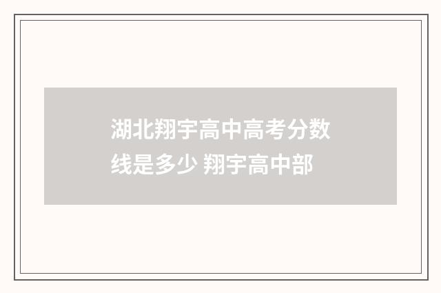 湖北翔宇高中高考分数线是多少 翔宇高中部