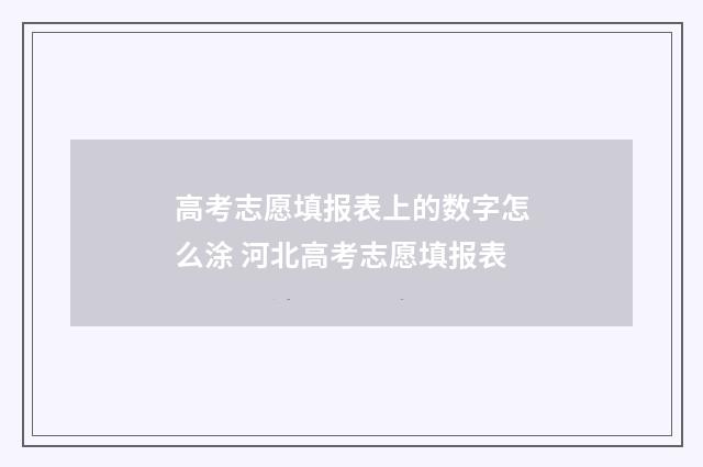 高考志愿填报表上的数字怎么涂 河北高考志愿填报表