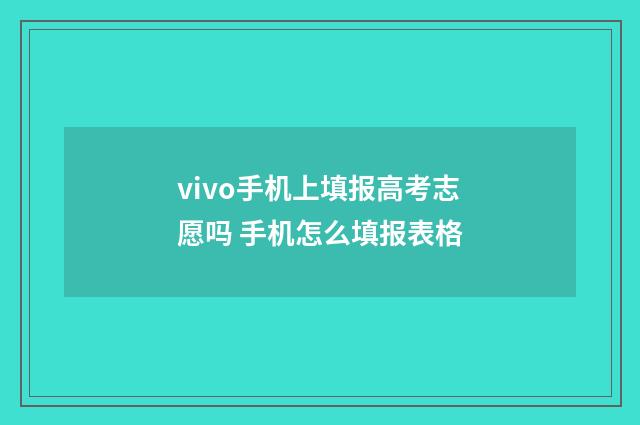 vivo手机上填报高考志愿吗 手机怎么填报表格