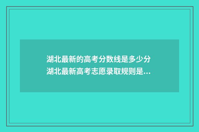 湖北最新的高考分数线是多少分 湖北最新高考志愿录取规则是什么